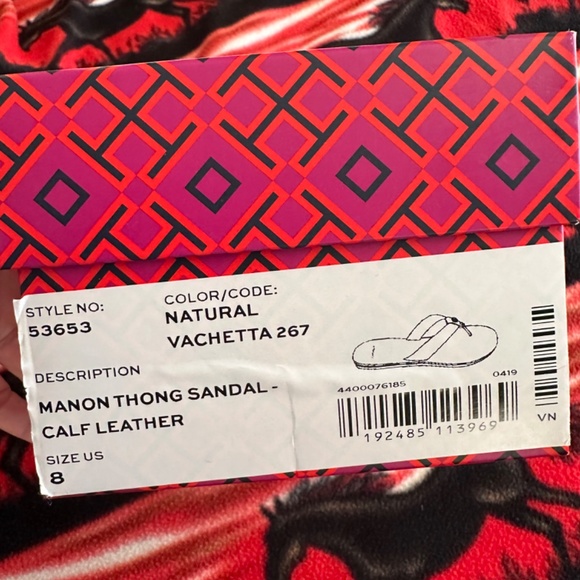 Tory Burch AUTHENTIC Tan Calf-Leather Thong Sandals 8 - Picture 9 of 10